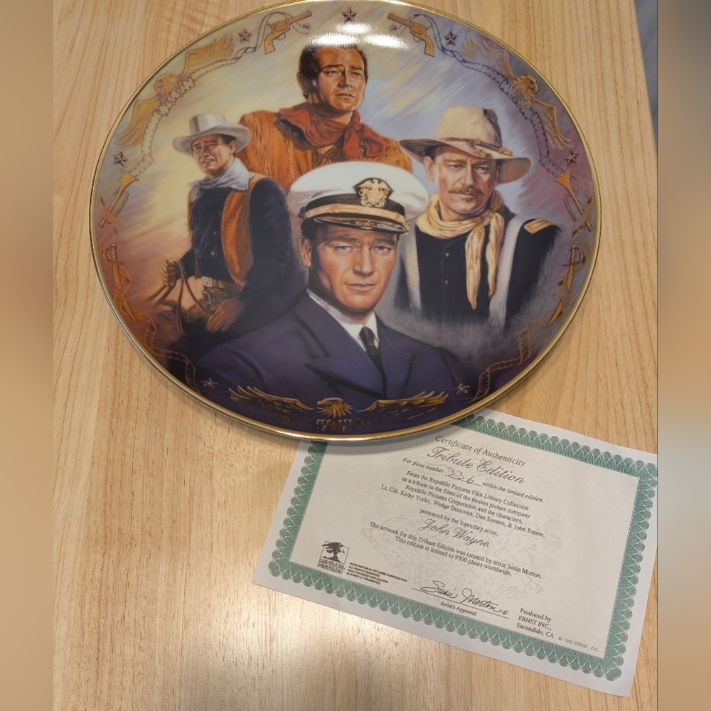 Decorative Plate with Western Movie Icon John Wayne.